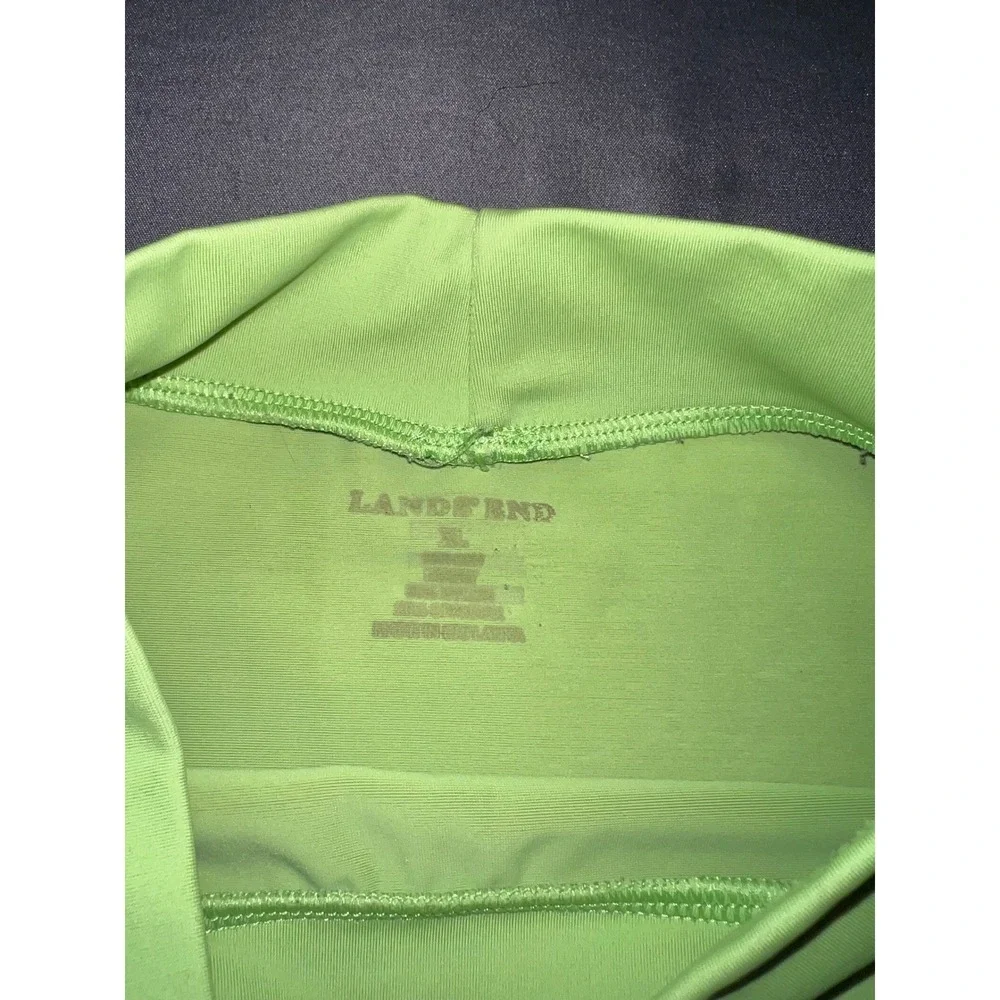 Lands End Mens XL Rash Guard Swim Shirt Long Sleeve Mock Neck Lime Green Tee